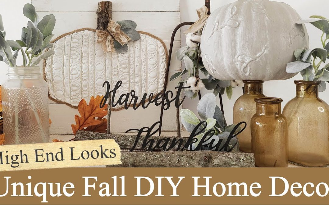 Unique Fall DIY Home Decor • Creating Colored Glass • Faux Cement Pumpkin • Muted Fall Colors